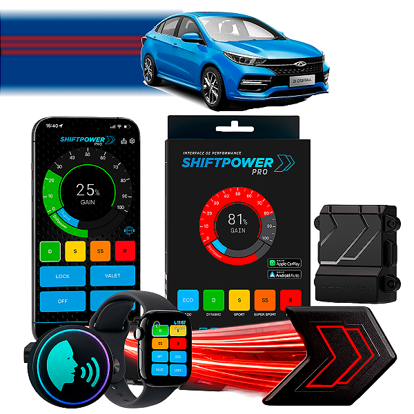 ShiftPower PRO Faaftech Chip Módulo Pedal Acelerador Eletrônico Controle Voz CarPlay Android Auto Chery Arrizo 6 19/22