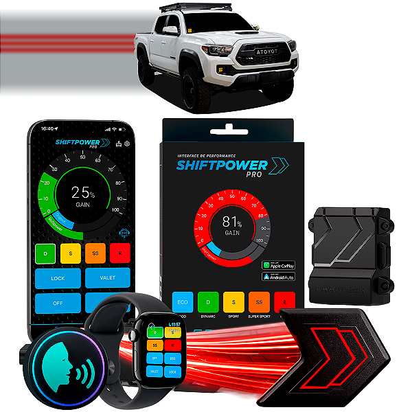ShiftPower PRO Faaftech Chip Módulo Pedal Acelerador Eletrônico Controle Voz CarPlay Android Auto Toyota Tacoma 2005/23