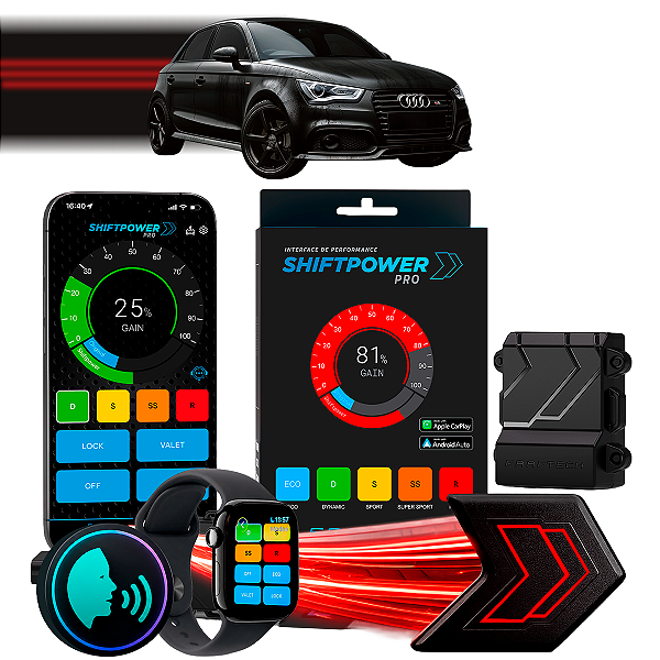 ShiftPower PRO Faaftech Chip Módulo Pedal Acelerador Eletrônico Controle Voz CarPlay Android Auto Audi A1 2010/2014
