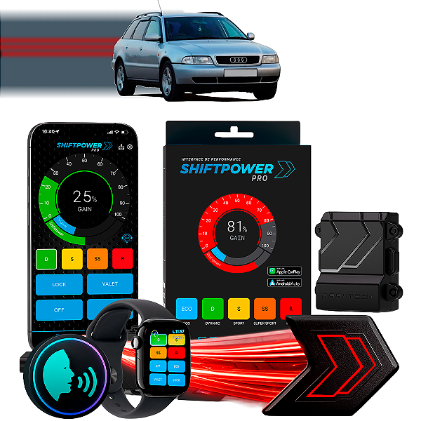ShiftPower PRO Faaftech Chip Módulo Pedal Acelerador Eletrônico Controle Voz CarPlay Android Auto Audi A4 1995/2008