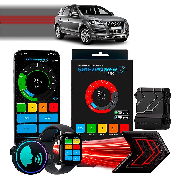 ShiftPower PRO Faaftech Chip Módulo Pedal Acelerador Eletrônico Controle Voz CarPlay Android Auto Audi Q7 2006/2015