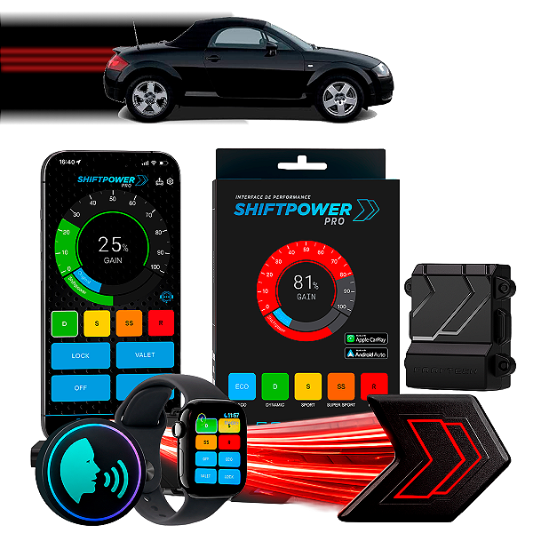 ShiftPower PRO Faaftech Chip Módulo Pedal Acelerador Eletrônico Controle Voz CarPlay Android Auto Audi TT 1998/2005