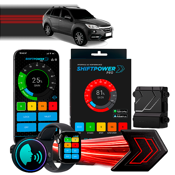 ShiftPower PRO Faaftech Chip Módulo Pedal Acelerador Eletrônico Controle Voz CarPlay Android Auto Lifan X60 2017/2018
