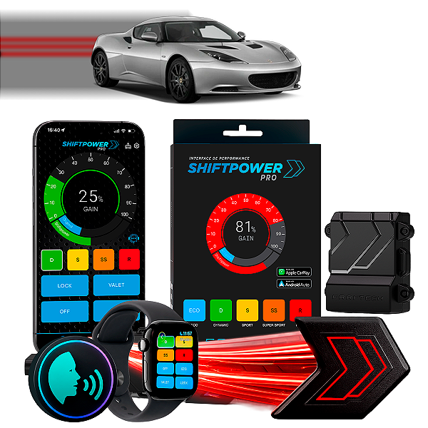 ShiftPower PRO Faaftech Chip Módulo Pedal Acelerador Eletrônico Controle Voz CarPlay Android Auto Lotus Evora 2016/21