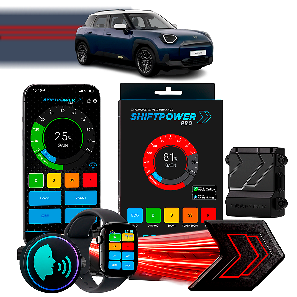ShiftPower PRO Faaftech Chip Módulo Pedal Acelerador Eletrônico Controle Voz CarPlay Android Auto Mini Aceman 2025/26