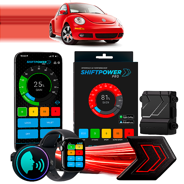 ShiftPower PRO Faaftech Chip Módulo Pedal Acelerador Eletrônico Controle Voz CarPlay AndroidAuto Volkswagen Beetle 08/11