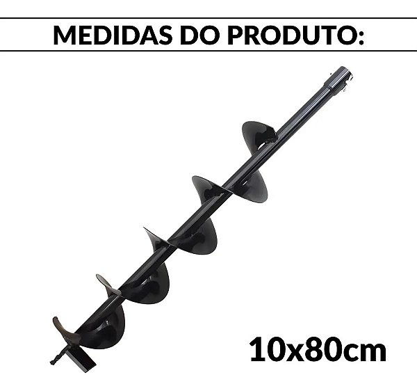 Broca Espiral 10x80cm Para Perfurador De Solo Plantio Jardinagem Agricultura Cercas Paisagismo E Construções