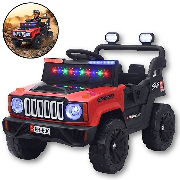 Mini Utv Elétrico Infantil 12v Vermelho Com Controle Remoto Som Luz Usb Mp3 Até 30kg Para Crianças