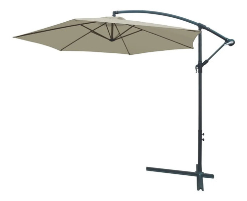 Ombrelone Lateral Suspenso 3,5m Branco Alumínio Proteção Uv Com Manivela Para Piscina Jardim Área Externa