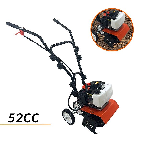 Motocultivador A Gasolina 52cc 2,2hp Motor 2 Tempos Largura 36cm Para Horta Jardim Plantação E Preparo Do Solo