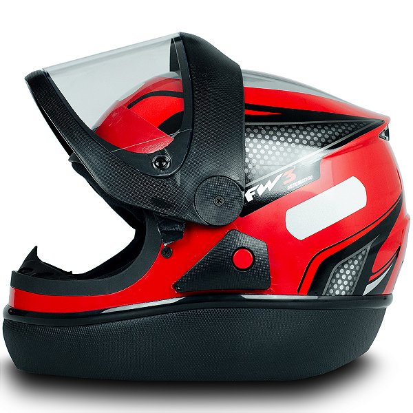 Capacete para Moto Fechado Automatic Vermelho Preto com Viseira Transparente Tamanho 58 - FW3