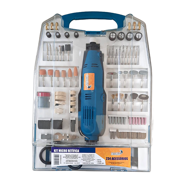 Kit Micro Retífica 250w 25000rpm Com 234 Acessórios Eixo Flexível Para Cortar Lixar Polir Gravar E Perfurar