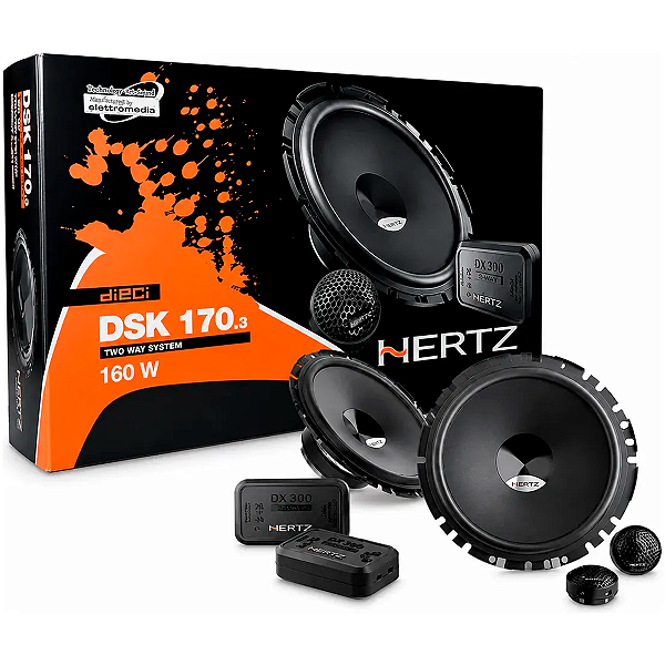 Kit Som Automotivo Hertz DSK 170.3 6,7 Pol 2 Vias 160W RMS Falante Para Carro Woofer Tweeter Áudio Automotivo