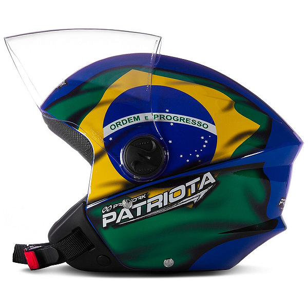 Capacete Moto Aberto Pro Tork New Liberty Three Patriota Brilhante Verde Amarelo Azul Tam 58