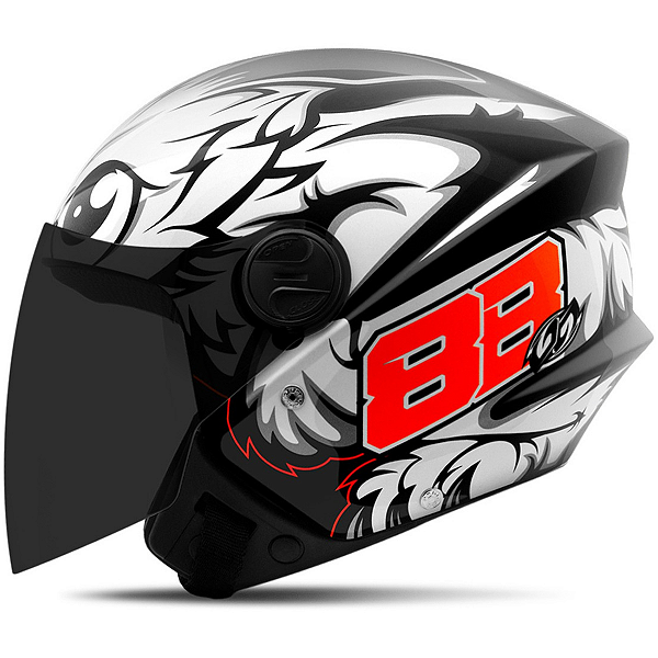 Capacete Aberto Pro Tork New Liberty 3 GP 88 Preto Brilhante Para Moto Com Viseira Fumê Numero 56
