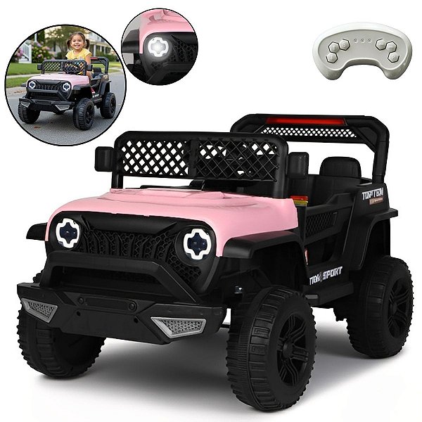 Quadriciclo Elétrico Infantil 12v Rosa Controle Remoto Bluetooth Usb Luz Som Função Balanço Bateria Recarregável