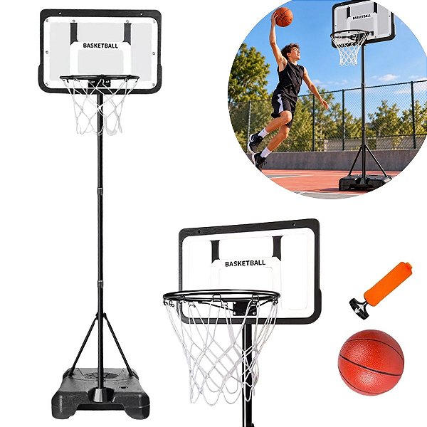 Tabela De Basquete Infantil Até 250cm Altura Regulável Suporte De Chão Com Bola E Bomba De Ar Para Crianças