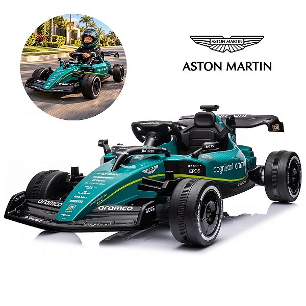 Mini Carro Kart Elétrico Infantil 12v Aston Martin Verde Licenciado Controle Remoto 2 Velocidades Som Usb Mp3 Até 6km/h