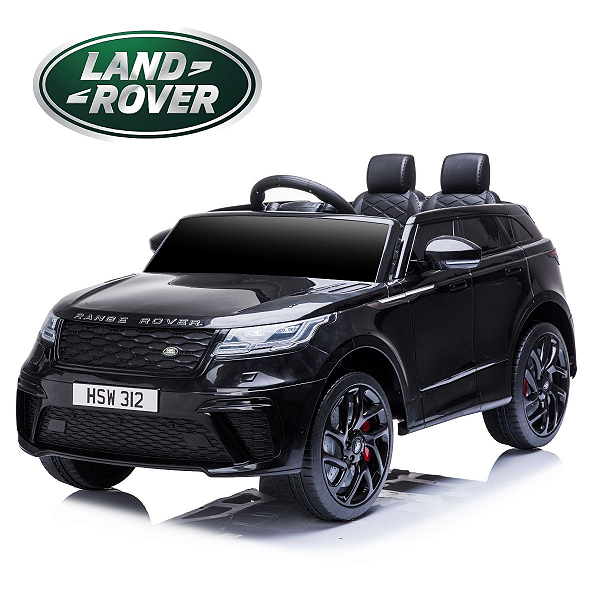 Carrinho Elétrico Infantil Land Rover Ranger Velar Preto Faróis de Led Luzes MP3 SD Controle Remoto