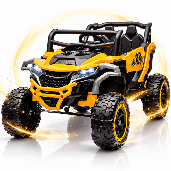Mini Quadriciclo Elétrico Infantil Importway 12V Amarelo e Preto Controle Remoto Celular Bluetooth USB Balanço Suspensão
