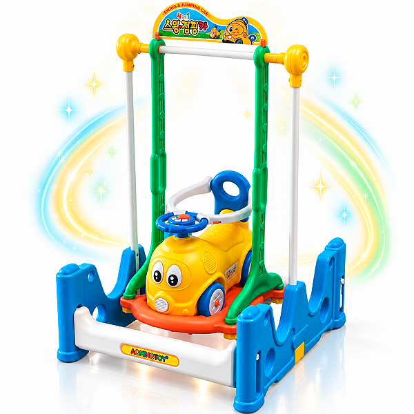 Playground Infantil 4 em 1 Importway Carrinho Gangorra Balanço Pula Pula Diversão Completa com Trava de Proteção