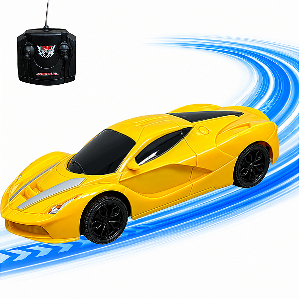 Carrinho de Controle Remoto para Crianças Esportivo Estilo Ferrari Porsche Brinquedo Infantil Amarelo