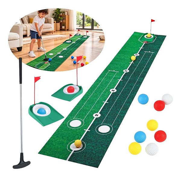 Jogo Mini Golfe Infantil Com Pista De 2 Metros Taco Bolinhas E Alvos Brinquedo Esportivo Para Crianças