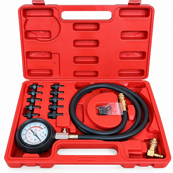 Medidor De Pressão De Óleo Do Motor Femax Kit Automotivo Com Adaptadores Roscados E Maleta Para Diagnóstico