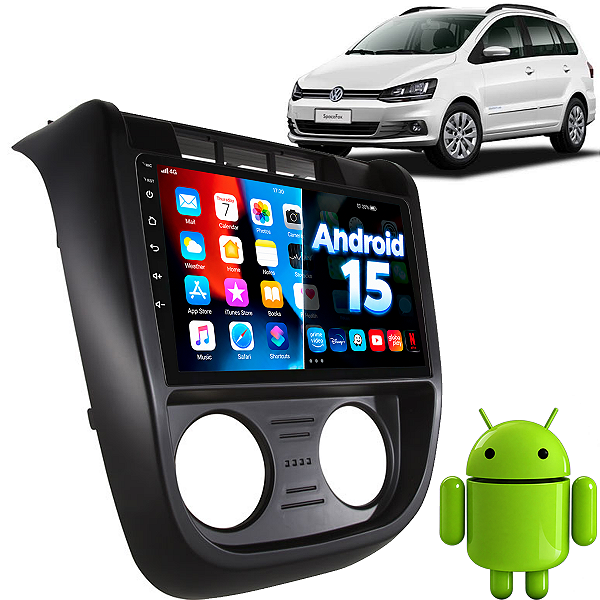 Kit Central Multimídia Sistema Android 15 Nimus Tela 9 Polegadas Carplay Sem Fio Spacefox 2003 até 2009 + Moldura