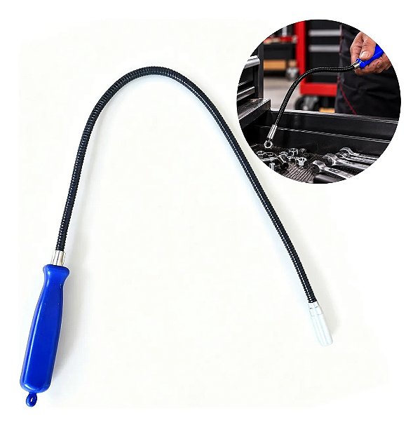 Pegador Magnético Imã 8mm Haste Flexível 55cm Femax Para Recuperar Parafusos Porcas E Peças Metálicas