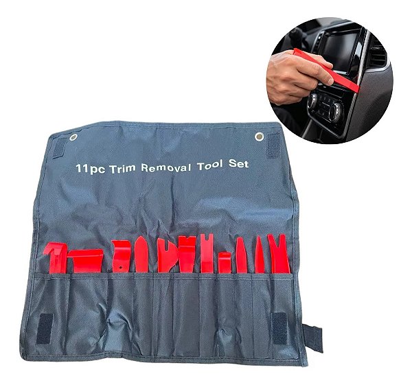 Kit Espátulas Nylon 11 Peças Femax Removedor De Acabamento Automotivo Painel Forro Porta Frisos E Presilhas