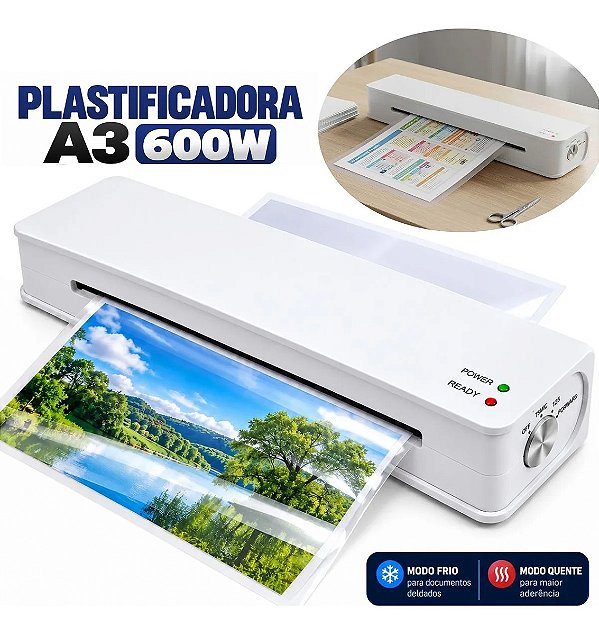 Plastificadora Laminadora A3 Bopp 600w 220v Branca Importway Quente E Fria Para Documentos Fotos E Papelaria