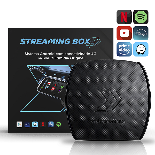 Streaming Box Faaftech 4GB 64GB + 128GB Sd Android 13 CarPlay Desbloqueio de Tela Apps Netflix YouTube Apps Streaming