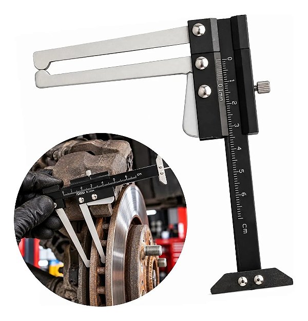 Paquímetro Disco De Freio 0-60mm Com Medidor De Profundidade Sulco Pneu 0-10mm Aço Inox Ferramenta Mecânica