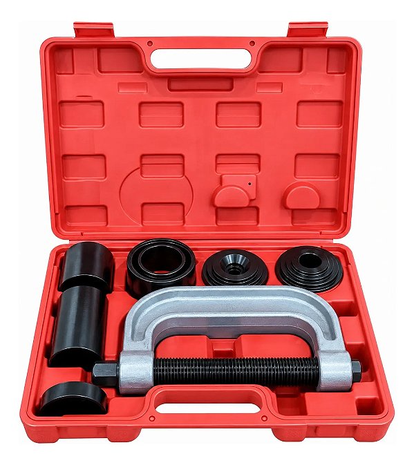 Kit Saca Pivô Extrator Terminal De Direção 10 Peças Prensa Tipo C Com Adaptadores E Maleta Para Oficina