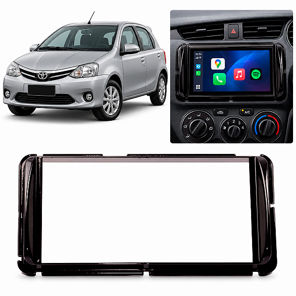 Moldura Painel 2 Din Toyota Etios 12 a 18 Hilux 12 a 17 Corolla GLI 15 a 17 Black Piano AP971
