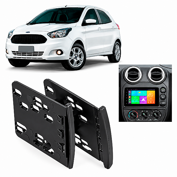 Moldura para Central Multimídia 2 Din Preta Ford Ka Focus Escort Ranger F250 Compatível com DVD Player AP488