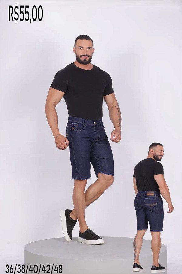 BERMUDA MASCULINA JEANS - ESCURA