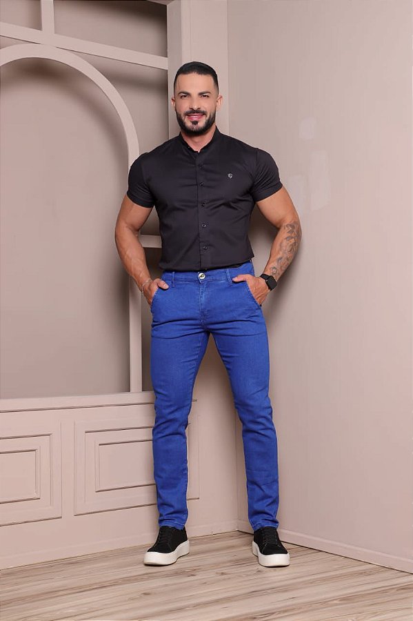 CALÇA MASCULINA JEANS - AZUL CLARO