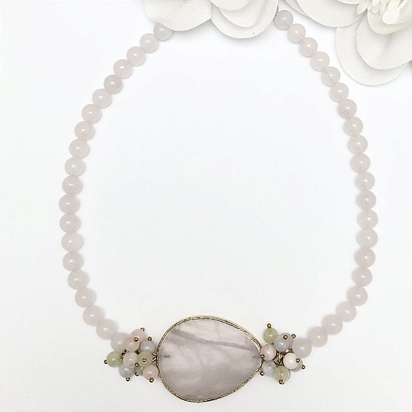 COLAR CANDY QUARTZO ROSA MORGANITE