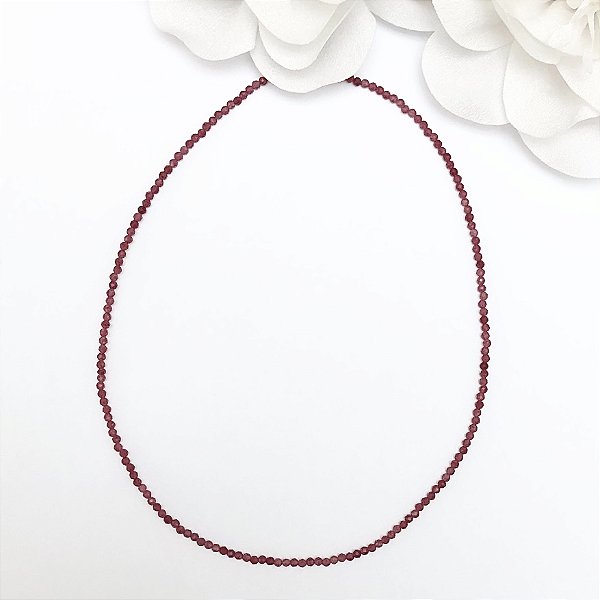 COLAR RUBI FACETADO MINI PEDRAS