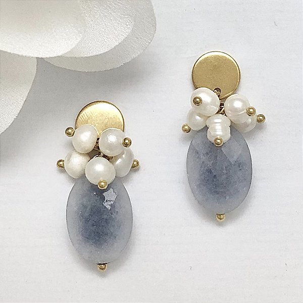 BRINCO GLAM QUARTZO AZUL