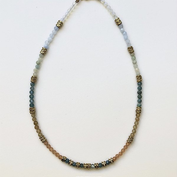 COLAR BOHO LOREN OPALA AGUA MARINHA AMAZONITA APATITA CITRINO