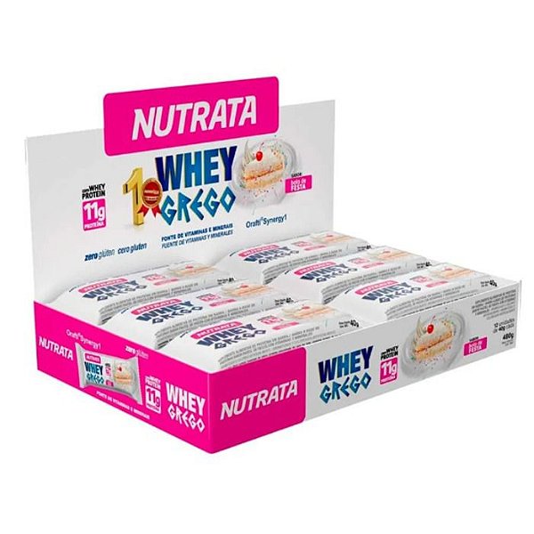 Whey Grego Bar 40g Display Com 12un Nutrata - Bolo De Festa