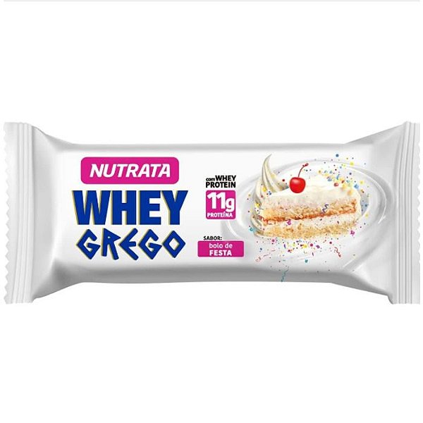 Whey Grego Bar 40g Nutrata - Bolo de Festa