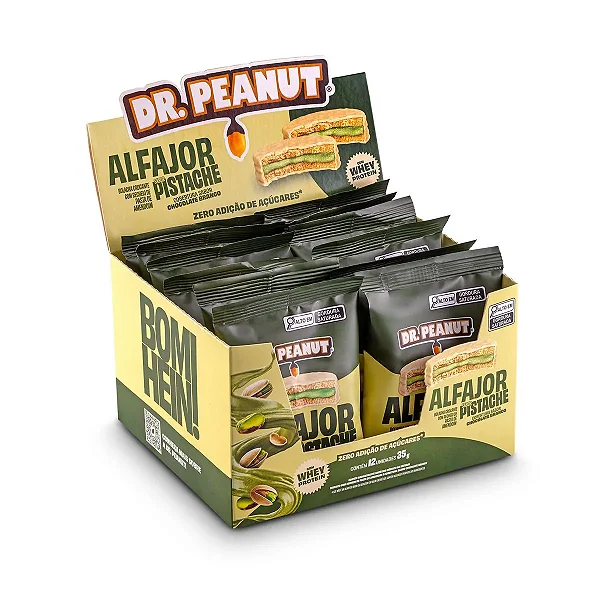 Alfajor 35g Display Com 12un Dr Peanut - Pistache Com Cobertura Branca