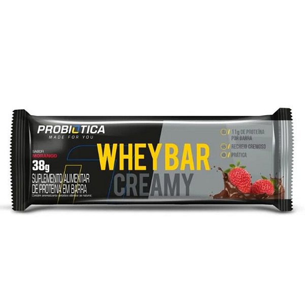 Whey Bar Creamy 38g Morango Probiotica