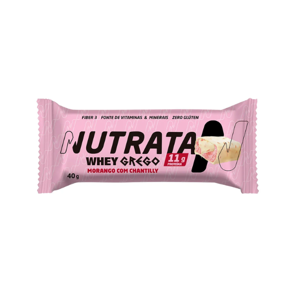 Foto de Whey Grego Bar 40g Nutrata - Morango Com Chantily
