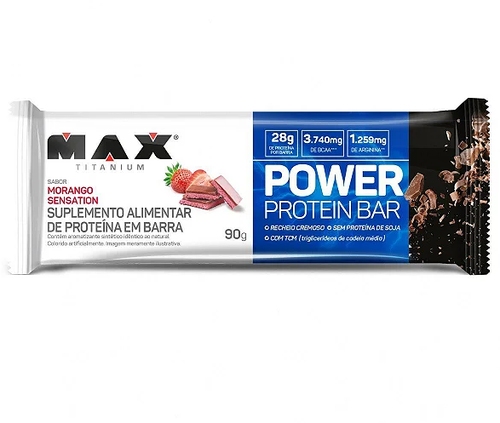Power Protein Bar 90g Morango Sensation Max Titanium