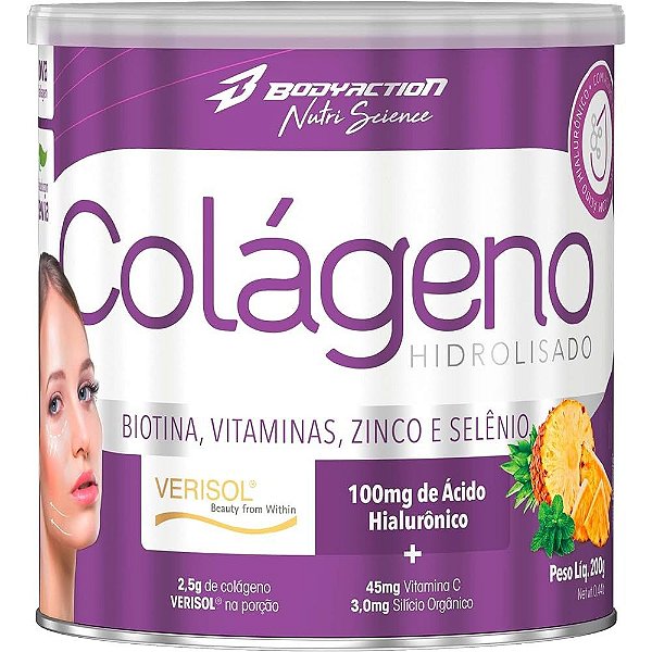 Colágeno Hidrolisado Verisol Em Pó 200g Bodyaction - Abacaxi Com Hortelã